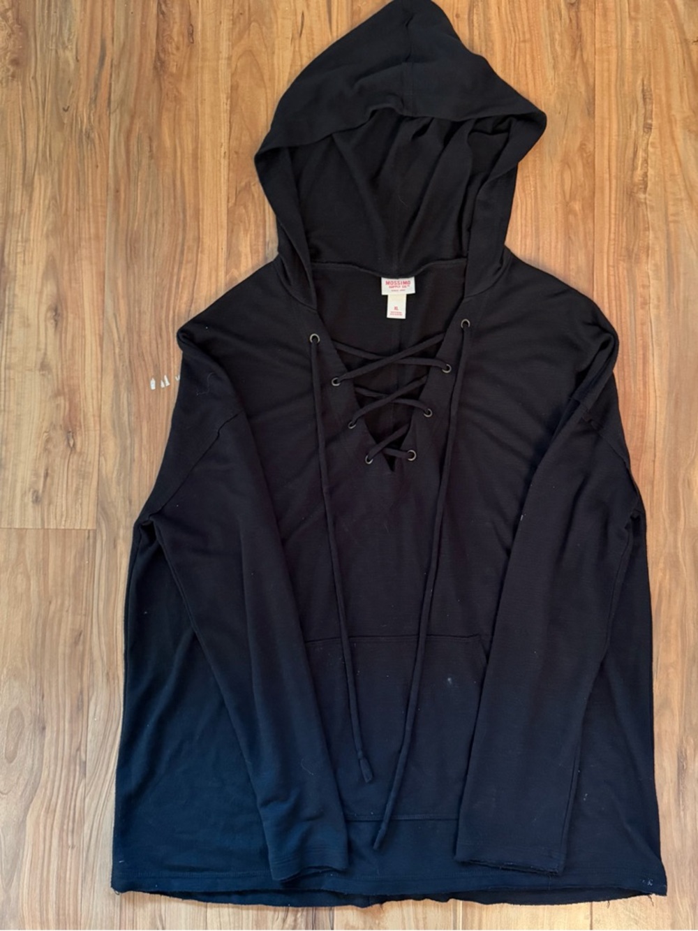 Women’s lace up black lightweight hoodie. Size XL. Athleisure.